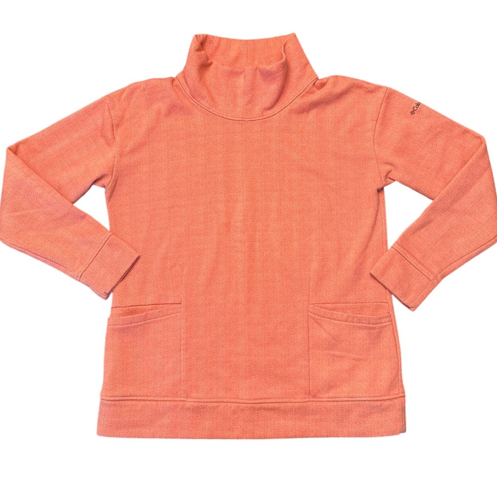 Columbia sweatshirt sweater Large top coral houndstooth cotton blend funnel neck